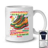 Personalized Steppin into Juneteenth; Amusing Custom Name Black Afro Shoes Running; African T-Shirt