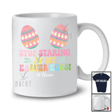 Personalized Stop Staring at My Easter Eggs; Humorous Bra Eggs Fake Adult; Custom Name Family T-Shirt