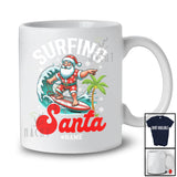 Personalized Surfing Santa; Amusing Christmas in July Santa Custom Name Surfer; Beach T-Shirt