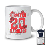 Personalized Survived 20 Years Of Marriage; Lovely Wedding Anniversary Rose; Custom Name Couple T-Shirt
