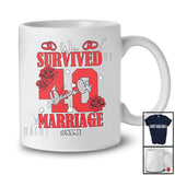 Personalized Survived 40 Years Of Marriage; Lovely Wedding Anniversary Rose; Custom Name Couple T-Shirt