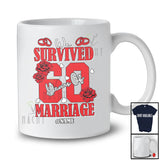 Personalized Survived 60 Years Of Marriage; Lovely Wedding Anniversary Rose; Custom Name Couple T-Shirt