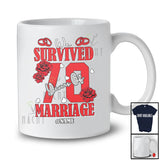 Personalized Survived 70 Years Of Marriage; Lovely Wedding Anniversary Rose; Custom Name Couple T-Shirt