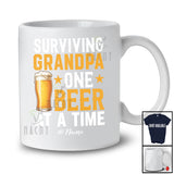 Personalized Surviving Grandpa One Beer; Cheerful Father's Day Custom Name Drunker Drinking T-Shirt