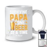 Personalized Surviving Papa One Beer; Cheerful Father's Day Custom Name Drunker Drinking T-Shirt