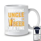 Personalized Surviving Uncle One Beer; Cheerful Father's Day Custom Name Drunker Drinking T-Shirt
