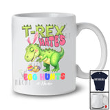 Personalized T-Rex Hates Egg Hunts; Humorous Easter Custom Name Bunny Dinosaur; Family T-Shirt