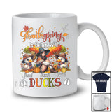 Personalized Thanksgiving Better With Ducks; Lovely Two Ducks Pilgrim Girl; Custom Name T-Shirt