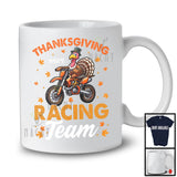 Personalized Thanksgiving Racing Team; Humorous Autumn Leaves Turkey; Custom Name Racing T-Shirt