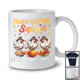 Personalized Thanksgiving Squad, Lovely Three Pilgrim Chickens, Custom Name Fall Leaves T-Shirt