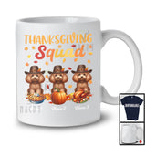 Personalized Thanksgiving Squad, Lovely Three Pilgrim Poodles, Custom Name Fall Leaves T-Shirt