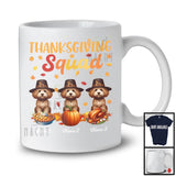 Personalized Thanksgiving Squad, Lovely Three Pilgrim Sproodles, Custom Name Fall Leaves T-Shirt