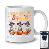 Personalized Thanksgiving Squad, Lovely Three Pilgrim Whippets, Custom Name Fall Leaves T-Shirt