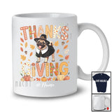 Personalized Thanksgiving; Lovely Plaid Custom Name Pilgrim Pug Owner; Fall Leaf Family T-Shirt