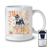 Personalized Thanksgiving; Lovely Plaid Custom Name Pilgrim Schnauzer Owner; Fall Leaf Family T-Shirt