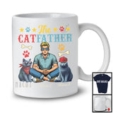 Personalized The CatFather, Lovely Father's Day Custom Name Russian Blue Cat, Vintage Family T-Shirt