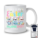 Personalized This Is My Easter Pajama Shirt; Adorable Custom Name Three Bunnies Egg Hunting T-Shirt