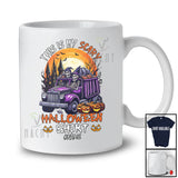 Personalized This Is My Scary Halloween Shirt; Creepy Custom Name Skeleton On Garbage Truck Driver T-Shirt
