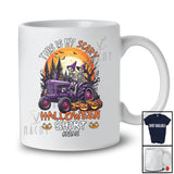 Personalized This Is My Scary Halloween Shirt; Creepy Custom Name Skeleton On Tractor Driver T-Shirt