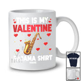 Personalized This Is My Valentine Pajama Shirt; Lovely Hearts Custom Name Saxophone Player T-Shirt