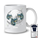 Personalized Three Catfish On Moon; Humorous Custom Name Catfish Sea Animal Space T-Shirt