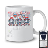 Personalized Three Custom Name Elephant, Amazing 4th Of July Wild Animal, Patriotic Group T-Shirt