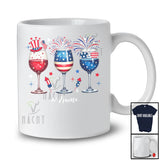 Personalized Three Glasses Of Wine; Amazing 4th of July Custom Name Drinking Patriotic T-Shirt