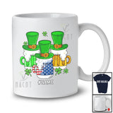 Personalized Three Glasses of Beer; Amazing St. Patrick's Day US Flag; Custom Name Drinking T-Shirt