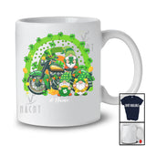 Personalized Three Gnomes With Motorcycle; Happy St. Patrick's Day Rainbow; Custom Name Family T-Shirt