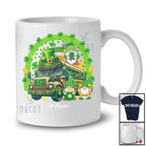 Personalized Three Gnomes With School Bus; Happy St. Patrick's Day Rainbow; Custom Name Family T-Shirt
