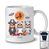 Personalized Three Pirate Mummy Boo Ghost Capybara; Amazing Halloween Costume Animal; Family T-Shirt