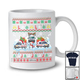 Personalized Three Santa Elf Ambulance Snowman; Joyful Christmas Sweater; Custom Name Driver T-Shirt