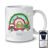 Personalized Three Santa Elf Game Controller; Cheerful Christmas Plaid Rainbow; Custom Name Gamer T-Shirt