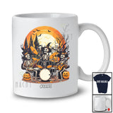 Personalized Three Skeletons Playing Drum; Joyful Halloween Custom Name Musician; Family T-Shirt
