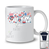 Personalized Three Teeth American Flag; Lovely 4th Of July Custom Name Dental Assistant Dentist T-Shirt