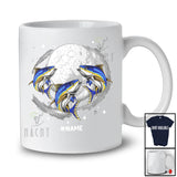 Personalized Three Tuna On Moon; Humorous Custom Name Tuna Sea Animal Space T-Shirt