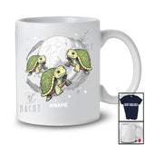 Personalized Three Turtle On Moon; Humorous Custom Name Turtle Sea Animal Space T-Shirt