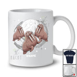 Personalized Three Walrus On Moon; Humorous Custom Name Walrus Sea Animal Space T-Shirt