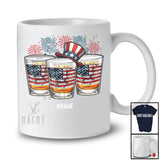 Personalized Three Whisky Glasses Fireworks; Joyful 4th Of July Custom Name Drinking Patriotic T-Shirt