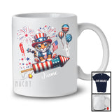 Personalized Tiger Riding Firecracker, Lovely 4th Of July USA Flag Custom Name, Zoo Animal T-Shirt