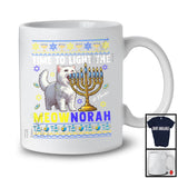 Personalized Time To Light The Meownorah; Lovely Hanukkah Sweater Custom Name Kitten; Menorah T-Shirt