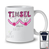 Personalized Tinsel Tits; Awesome Christmas Boobs Women Pink Leopard Plaid; Custom Name Family T-Shirt