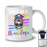 Personalized Tired As A Grandma; Joyful Mother's Day Custom Name Skull US Flag; Family T-Shirt