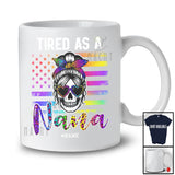 Personalized Tired As A Nana; Joyful Mother's Day Custom Name Skull US Flag; Family T-Shirt
