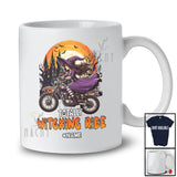 Personalized Totally Witching Ride; Joyful Halloween Moon Custom Name Witch Riding Dirt Bike T-Shirt