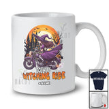 Personalized Totally Witching Ride; Joyful Halloween Moon Custom Name Witch Riding Motorbike T-Shirt