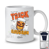 Personalized Trick Or Bourbon; Cheerful Halloween Ghost Boo; Custom Name Drinking Drunker T-Shirt