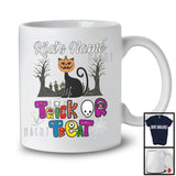 Personalized Trick Or Treat, Humorous Halloween Cat Owner Custom Name, Pumpkin Face T-Shirt