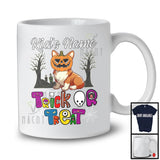 Personalized Trick Or Treat, Humorous Halloween Corgi Custom Name, Pumpkin Face T-Shirt