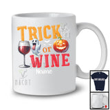 Personalized Trick Or Wine; Sarcastic Halloween Boo Pumpkin; Custom Name Drinking Drunker T-Shirt